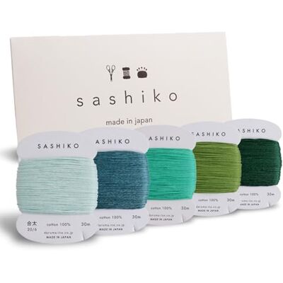 Daruma Sashiko Garn, 100% Baumwolle, Kartentyp (32,8 Yd) x 5 Farben mit englischer Anleitung, Näh- und Stickerei-Set (dick, Komorebi) Daruma Sashiko Garn, 100% Baumwolle, Kartentyp (32,8 Yd) x 5 Farben mit englischer Anleitung, Näh- und Stickerei-Set (dick, Komorebi)