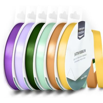 Creative Satinband 9 mm x 10 m Doppelseitiger Schleifenbänder und Dekoband zum Basteln Geschenkband und Stoffbänder für Deko und Schateln Mediterran Farben Bunt 6 Stück Creative Satinband 9 mm x 10 m Doppelseitiger Schleifenbänder und Dekoband zum Basteln Geschenkband und Stoffbänder für Deko und Schateln Mediterran Farben Bunt 6 Stück