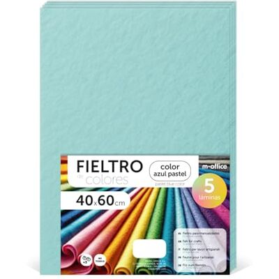 m-office Bastelfilz für DIY-Projekte, Filzplatten in bunten Farben, Weich und Flexibel, Material für Nähen und Patchwork Stoffe, Ideal Handarbeiten, Deko Kunsthandwerk, 20x30cm, (Pastellblau, 5 Stk) m-office Bastelfilz für DIY-Projekte, Filzplatten in bunten Farben, Weich und Flexibel, Material für Nähen und Patchwork Stoffe, Ideal Handarbeiten, Deko Kunsthandwerk, 20x30cm, (Pastellblau, 5 Stk)