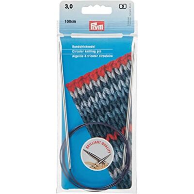 Prym 212126 Rundstricknadeln MS 100 cm 3,00 mm silberfarbig Prym 212126 Rundstricknadeln MS 100 cm 3,00 mm silberfarbig