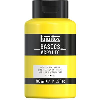 Liquitex 8870314 Basics Acrylfarbe, monopigmentierte Künstlerpigmente, lichtecht, mittlere Viskosität, Archivqualität, seidenglänzender Finish, 400ml Flasche Kadmiummiumgelb hell Farbton Liquitex 8870314 Basics Acrylfarbe, monopigmentierte Künstlerpigmente, lichtecht, mittlere Viskosität, Archivqualität, seidenglänzender Finish, 400ml Flasche Kadmiummiumgelb hell Farbton