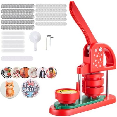 VEVOR Buttonmaschine Knopfmachermaschine Badge Punch Press 58 mm rund, Pinmaker mit 100 Knopfteilen & Kreisschneider & verstärkter ergonomischer Griff, DIY Badge Press Machine Button Maker Rot VEVOR Buttonmaschine Knopfmachermaschine Badge Punch Press 58 mm rund, Pinmaker mit 100 Knopfteilen & Kreisschneider & verstärkter ergonomischer Griff, DIY Badge Press Machine Button Maker Rot