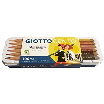 GIOTTO 100 Buntstifte aus Holz, limitierte Auflage, 100 Jahre Reihe, 12 Einheiten, Packung mit 1 GIOTTO 100 Buntstifte aus Holz, limitierte Auflage, 100 Jahre Reihe, 12 Einheiten, Packung mit 1