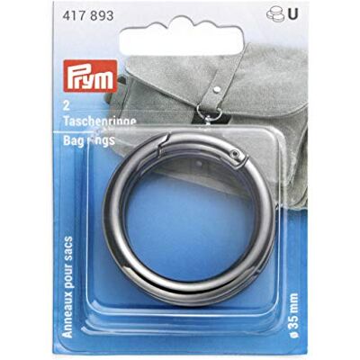 Prym 417893 35 mm gunmetal Taschenringe, Zinklegierung Prym 417893 35 mm gunmetal Taschenringe, Zinklegierung