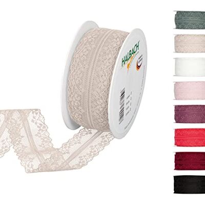 Halbach Spitzenband, 36 mm x 15 m, perlmut Waschbare und wetterfeste Spitzenborte als Meterware auf der Rolle, zum Nähen, Basteln oder für Hochzeits-/ Tischdekoration Halbach Spitzenband, 36 mm x 15 m, perlmut Waschbare und wetterfeste Spitzenborte als Meterware auf der Rolle, zum Nähen, Basteln oder für Hochzeits-/ Tischdekoration