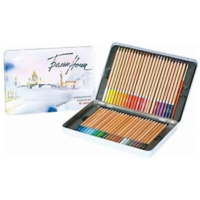 White Nights russische Aquarellstifte 48er Set im Metalletui, holzgefasste Stifte mit hoher Farbbrillanz, weicher Farbabstrich, wasservermalbar White Nights russische Aquarellstifte 48er Set im Metalletui, holzgefasste Stifte mit hoher Farbbrillanz, weicher Farbabstrich, wasservermalbar