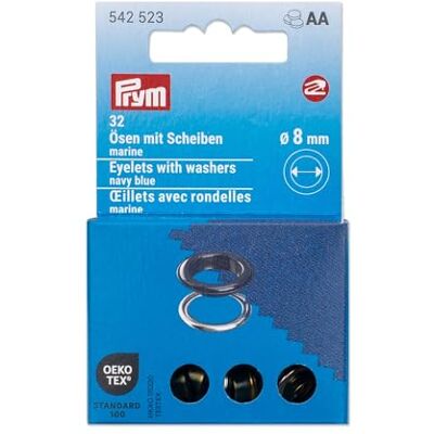Prym 542523 Ösen mit Scheiben, 8 mm, marine/silberfarbig, kompatibel mit dem Vario Creative Tool Prym 542523 Ösen mit Scheiben, 8 mm, marine/silberfarbig, kompatibel mit dem Vario Creative Tool