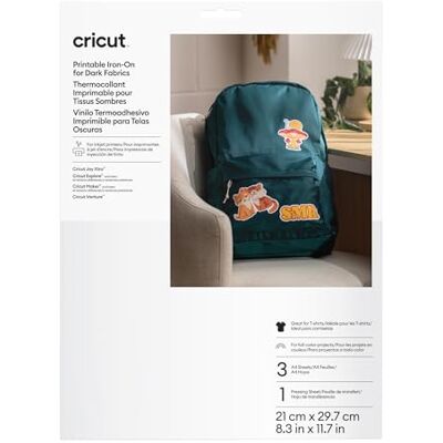 Cricut bedruckbare Bügelfolie für dunkle, A4, Wärmeübertragungspapier, bedruckbare HTV-Bügeltransfers für Tintenstrahldrucker 8er-Pack (5 x für helle Stoffe, 3 x für dunkle Stoffe) Cricut bedruckbare Bügelfolie für dunkle, A4, Wärmeübertragungspapier, bedruckbare HTV-Bügeltransfers für Tintenstrahldrucker 8er-Pack (5 x für helle Stoffe, 3 x für dunkle Stoffe)