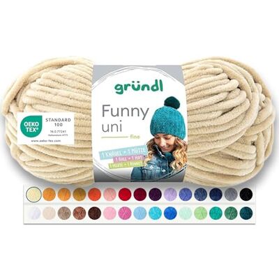 Gründl Wolle Funny uni Chenille Wolle 1 Knäuel 100 g, Beige dicke weiche Chenille Wolle zum Häkeln Kuschelig und hautfreundlich 100 % Polyester 100 g / 120 m Nadelstärke 5 6 Gründl Wolle Funny uni Chenille Wolle 1 Knäuel 100 g, Beige dicke weiche Chenille Wolle zum Häkeln Kuschelig und hautfreundlich 100 % Polyester 100 g / 120 m Nadelstärke 5 6