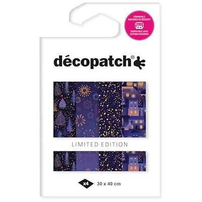 décopatch TD936C Packung mit 4 Bögen -Papier 30x40cm mit Metallic-Effekt sortiert, Weihnachtsabend, 1 Pack décopatch TD936C Packung mit 4 Bögen -Papier 30x40cm mit Metallic-Effekt sortiert, Weihnachtsabend, 1 Pack