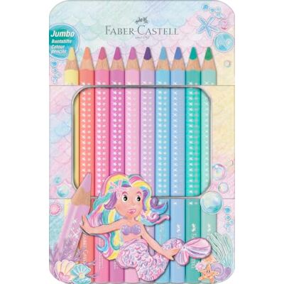 Faber-Castell Buntstifte Set Jumbo Sparkle Pastell, 10 Farben Dicke Farbstifte in Pastellfarben für kreative Malprojekte, Malstifte für Kinder Faber-Castell Buntstifte Set Jumbo Sparkle Pastell, 10 Farben Dicke Farbstifte in Pastellfarben für kreative Malprojekte, Malstifte für Kinder