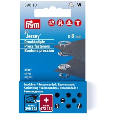 Prym Nicht-Nähen Silberfarbenes Messing (8mm) Selbstsichernder Ring-Jersey-Pressverschlüsse für Dünnere und Dehnbare Stoffe 20 Stück, silberfarbig Prym Nicht-Nähen Silberfarbenes Messing (8mm) Selbstsichernder Ring-Jersey-Pressverschlüsse für Dünnere und Dehnbare Stoffe 20 Stück, silberfarbig