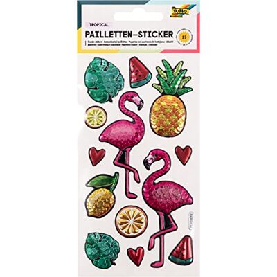 folia 19704 Pailletten Sticker IV mit Flamingo Motiven, metallisch schimmernde Kunststoffsticker, 13 Stück, ideal geeignet zum Verzieren von Grußkarten, Bastelarbeiten und Scrapbooking folia 19704 Pailletten Sticker IV mit Flamingo Motiven, metallisch schimmernde Kunststoffsticker, 13 Stück, ideal geeignet zum Verzieren von Grußkarten, Bastelarbeiten und Scrapbooking