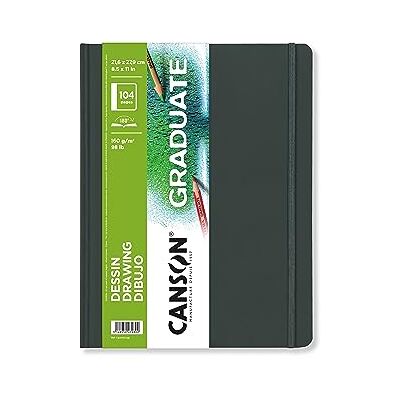 Canson Graduate Book Skizzenbuch, feine Körnung, 160 g/m², Sketchbook Hardcover, 14 x 21,6 cm, Weiß, 104 Blatt Canson Graduate Book Skizzenbuch, feine Körnung, 160 g/m², Sketchbook Hardcover, 14 x 21,6 cm, Weiß, 104 Blatt