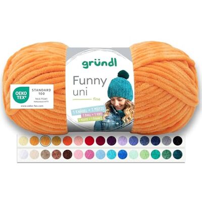 Gründl Wolle Funny uni Chenille Wolle 1 Knäuel 100 g, Gelb dicke weiche Chenille Wolle zum Häkeln Kuschelig und hautfreundlich 100 % Polyester 100 g / 120 m Nadelstärke 5 6 Gründl Wolle Funny uni Chenille Wolle 1 Knäuel 100 g, Gelb dicke weiche Chenille Wolle zum Häkeln Kuschelig und hautfreundlich 100 % Polyester 100 g / 120 m Nadelstärke 5 6