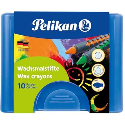 Pelikan Wachsmalstifte, wasservermalbar, Schiebehülse, 10 Farben im Etui Pelikan Wachsmalstifte, wasservermalbar, Schiebehülse, 10 Farben im Etui