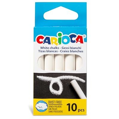 CARIOCA Weiße Kreide, Packung mit 10 Standard-Kreiden, puderfrei CARIOCA Weiße Kreide, Packung mit 10 Standard-Kreiden, puderfrei