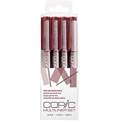 Copic Multiliner Set, Wine, 4 Fineliner in verschiedenen Strichstärken, Zeichen Stifte mit einer feinen Spitze und wasserbeständiger Pigmenttinte Copic Multiliner Set, Wine, 4 Fineliner in verschiedenen Strichstärken, Zeichen Stifte mit einer feinen Spitze und wasserbeständiger Pigmenttinte