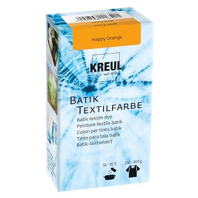 KREUL 98523 Javana Batik Textilfarbe, 70 g Farbpulver in Happy Orange, zum Färben von Textilien mit der Shibori Technik, standard KREUL 98523 Javana Batik Textilfarbe, 70 g Farbpulver in Happy Orange, zum Färben von Textilien mit der Shibori Technik, standard