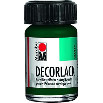Marabu 11300039075 Decorlack Acryl Tannengrün 075, 15 ml, hochglänzender Acryllack auf Wasserbasis, wetterfest, speichelfest, zum Malen, Schablonieren und für Serviettentechnik Marabu 11300039075 Decorlack Acryl Tannengrün 075, 15 ml, hochglänzender Acryllack auf Wasserbasis, wetterfest, speichelfest, zum Malen, Schablonieren und für Serviettentechnik