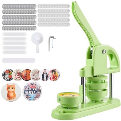 VEVOR Buttonmaschine Knopfmachermaschine Badge Punch Press 58 mm rund, Pinmaker mit 100 Knopfteilen & Kreisschneider & verstärkter ergonomischer Griff, DIY Badge Press Machine Button Maker (Grün) VEVOR Buttonmaschine Knopfmachermaschine Badge Punch Press 58 mm rund, Pinmaker mit 100 Knopfteilen & Kreisschneider & verstärkter ergonomischer Griff, DIY Badge Press Machine Button Maker (Grün)