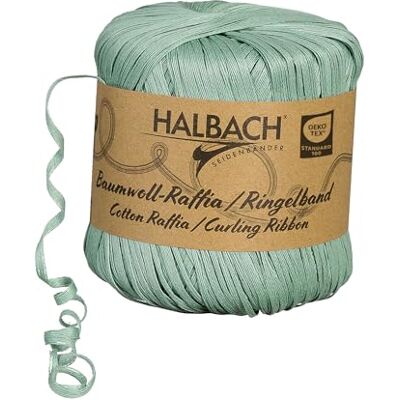 Halbach Seidenbänder Ringelband Breite 4mm Länge 100m Nachhaltiges Geschenkband zum ringeln und einpacken von Geschenken aus 100% Baumwolle Farbe: salbeigrün Halbach Seidenbänder Ringelband Breite 4mm Länge 100m Nachhaltiges Geschenkband zum ringeln und einpacken von Geschenken aus 100% Baumwolle Farbe: salbeigrün