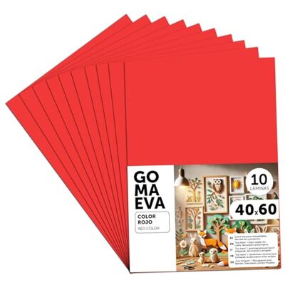 m-office Moosgummi Platten 40x60cm, Bunte EVA Foam Bastelplatten für Kinder, DIY, Schule, Deko & Kunstprojekte – Ideal als Bastelpapier, Moosgummi mit und ohne Glitzer (Rot, 10 uds) m-office Moosgummi Platten 40x60cm, Bunte EVA Foam Bastelplatten für Kinder, DIY, Schule, Deko & Kunstprojekte – Ideal als Bastelpapier, Moosgummi mit und ohne Glitzer (Rot, 10 uds)