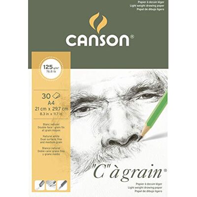 Canson 400060605 C a grain Zeichenpapier, A4, naturweiß Canson 400060605 C a grain Zeichenpapier, A4, naturweiß