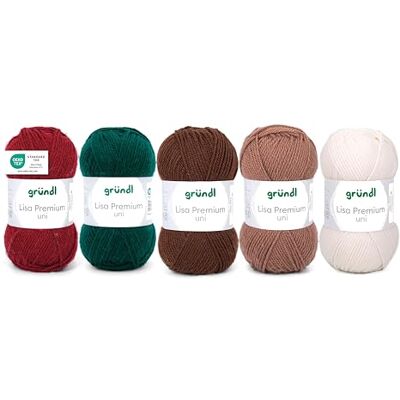 Besuche den Gründl-Store Gründl Wolle Lisa Premium uni Garn zum Stricken Strickgarn Häkelgarn Weich und hautfreundlich 100% Polyacryl 5 Knäuel 50 g / 133 m Nadelstärke 3,5-4,5 Weiß-Braun-Bordeaux-Grün Besuche den Gründl-Store Gründl Wolle Lisa Premium uni Garn zum Stricken Strickgarn Häkelgarn Weich und hautfreundlich 100% Polyacryl 5 Knäuel 50 g / 133 m Nadelstärke 3,5-4,5 Weiß-Braun-Bordeaux-Grün