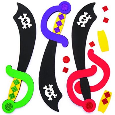 Baker Ross Moosgummi-Bastelsets „Piratenschwert (4 Stück) für Kinder zum Verzieren und Verkleiden sortiert Baker Ross Moosgummi-Bastelsets „Piratenschwert (4 Stück) für Kinder zum Verzieren und Verkleiden sortiert