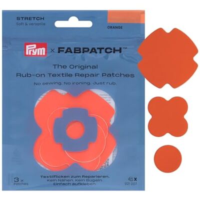 Prym 921007 FabPatch STRETCH Rub-on Patch Orange (3 Stück) – Selbstklebende bi-elastische Reparaturflicken für Sportbekleidung, Leggings, Jacken & Sneaker – Textilreparatur ohne Nähen & Bügeln Prym 921007 FabPatch STRETCH Rub-on Patch Orange (3 Stück) – Selbstklebende bi-elastische Reparaturflicken für Sportbekleidung, Leggings, Jacken & Sneaker – Textilreparatur ohne Nähen & Bügeln