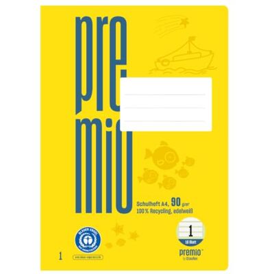 Staufen Premio Schreiblernheft 4 Hefte à 16 Blatt, DIN A4, liniert Lineatur 1, 100% Recyclingpapier, zertifiziert mit dem Blauen Engel, abgerundete Ecken, 90 g/m² Papier Staufen Premio Schreiblernheft 4 Hefte à 16 Blatt, DIN A4, liniert Lineatur 1, 100% Recyclingpapier, zertifiziert mit dem Blauen Engel, abgerundete Ecken, 90 g/m² Papier