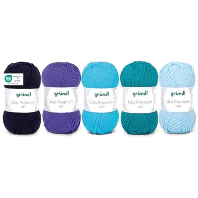 Gründl Wolle Lisa Premium uni Garn zum Stricken Strickgarn Häkelgarn Weich und hautfreundlich 100% Polyacryl 5 Knäuel 50 g / 133 m Nadelstärke 3,5-4,5 Marine-Blau-Türkis-Petrol Gründl Wolle Lisa Premium uni Garn zum Stricken Strickgarn Häkelgarn Weich und hautfreundlich 100% Polyacryl 5 Knäuel 50 g / 133 m Nadelstärke 3,5-4,5 Marine-Blau-Türkis-Petrol