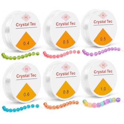 Carehabi Elastische Schmuckfaden Set, 6 Spule Perlen Faden für Armbänder 0.4mm 0,5mm 0.6mm 0.8mm 1mm Transparente Elastische Schmuckfaden Nylonschnur für Armbänder Perlenschmuck Basteln Carehabi Elastische Schmuckfaden Set, 6 Spule Perlen Faden für Armbänder 0.4mm 0,5mm 0.6mm 0.8mm 1mm Transparente Elastische Schmuckfaden Nylonschnur für Armbänder Perlenschmuck Basteln
