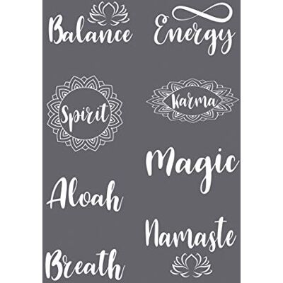 Rayher 45137000 Siebdruck-Schablone Spirit, A5, 1 Schablone mit 8 Motiven + 1 Rakel, für tolle Prints auf Textil, Holz, Beton etc, Farblos Rayher 45137000 Siebdruck-Schablone Spirit, A5, 1 Schablone mit 8 Motiven + 1 Rakel, für tolle Prints auf Textil, Holz, Beton etc, Farblos