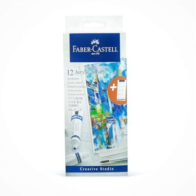 Faber-Castell Acrylfarben Set, 12-teilig, wasserfeste Farben Faber-Castell Acrylfarben Set, 12-teilig, wasserfeste Farben