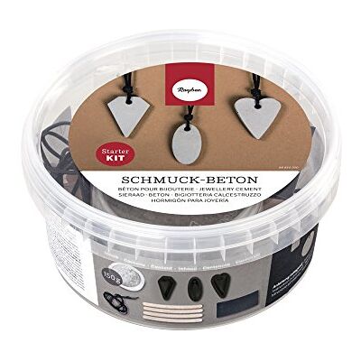 Rayher Schmuckbeton Starter Kit 2, Bastelset zum Gießen von Schmuckanhängern aus Beton, 34333000, Grau, 1.33 x 1.33 x 0.63 cm Rayher Schmuckbeton Starter Kit 2, Bastelset zum Gießen von Schmuckanhängern aus Beton, 34333000, Grau, 1.33 x 1.33 x 0.63 cm
