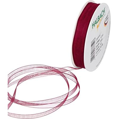 Halbach Seidenbänder Premium Organzaband Breite 5mm Länge 50 m Bastelband zum Verzieren von Geschenken, transparentes Band, Dekoband zum basteln, Farbe: wine red Halbach Seidenbänder Premium Organzaband Breite 5mm Länge 50 m Bastelband zum Verzieren von Geschenken, transparentes Band, Dekoband zum basteln, Farbe: wine red