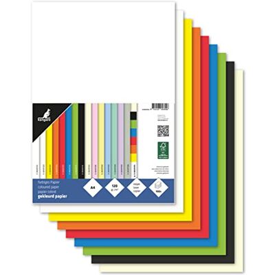 Kangaro Tonpapier Farbenmix DIN A4-120g/m² FSC mix – 100 pack Briefpapier Bastelpapier DIY, K-0043F415, 120 Gramm Kangaro Tonpapier Farbenmix DIN A4-120g/m² FSC mix – 100 pack Briefpapier Bastelpapier DIY, K-0043F415, 120 Gramm