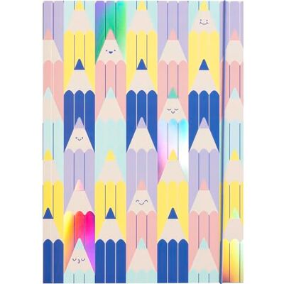 folia 69021 Sammelmappe A3 HOTFOIL COLOURFUL PENCILS, Zeichenmappe aus FSC-Mix Papier mit Folienveredelung, Mappe aus stabilem Karton mit Gummiband folia 69021 Sammelmappe A3 HOTFOIL COLOURFUL PENCILS, Zeichenmappe aus FSC-Mix Papier mit Folienveredelung, Mappe aus stabilem Karton mit Gummiband
