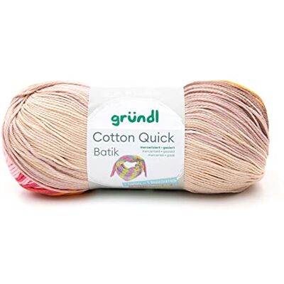 Gründl Wolle Cotton Quick Batik 1 x 100 g, Beigebraun-rosa-orange Strickgarn / Häkelgarn, Garn mit Farbverlauf aus 100 % Baumwolle, OEKO-TEX zertifiziert, 100 g / 260 m, Nadelstärke: 3 4 Gründl Wolle Cotton Quick Batik 1 x 100 g, Beigebraun-rosa-orange Strickgarn / Häkelgarn, Garn mit Farbverlauf aus 100 % Baumwolle, OEKO-TEX zertifiziert, 100 g / 260 m, Nadelstärke: 3 4