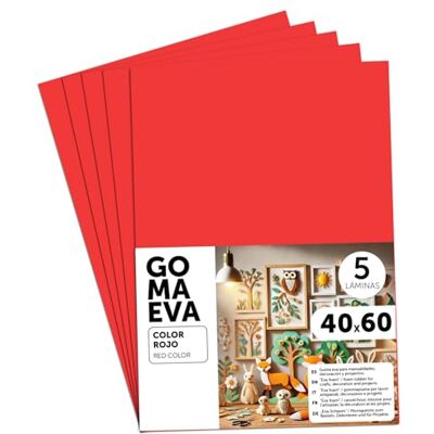 m-office Moosgummi Platten 40x60cm, Bunte EVA Foam Bastelplatten für Kinder, DIY, Schule, Deko & Kunstprojekte – Ideal als Bastelpapier, Moosgummi mit und ohne Glitzer (Rot, 5 uds) m-office Moosgummi Platten 40x60cm, Bunte EVA Foam Bastelplatten für Kinder, DIY, Schule, Deko & Kunstprojekte – Ideal als Bastelpapier, Moosgummi mit und ohne Glitzer (Rot, 5 uds)