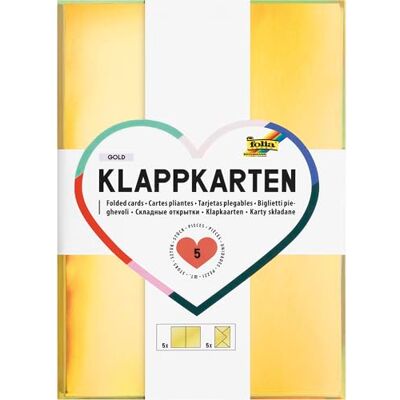 folia 150562 Klappkarten GOLD, 5 Karten 10,5 x 14,8 cm und 5 Briefumschläge 11 x 15,5 cm in gold-metallic, für Gruß- und Glückwunschkarten folia 150562 Klappkarten GOLD, 5 Karten 10,5 x 14,8 cm und 5 Briefumschläge 11 x 15,5 cm in gold-metallic, für Gruß- und Glückwunschkarten