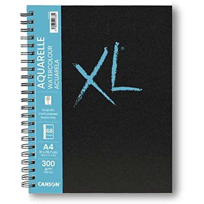 Canson XL Aquarelle Notizbuch, A4, 40 Blatt, fein, 300 g, Weiß, C31200L014 Canson XL Aquarelle Notizbuch, A4, 40 Blatt, fein, 300 g, Weiß, C31200L014