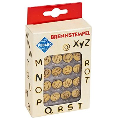 Pebaro 20500 Brennstempel für Brandmalerei, Pyrographie, Holzbrennen, 16-teilig, aus Messing Verschiedene Buchstaben M-Z und Sonderzeichen, zum Brennen auf Holz, Leder, Kork und anderen Materialien Pebaro 20500 Brennstempel für Brandmalerei, Pyrographie, Holzbrennen, 16-teilig, aus Messing Verschiedene Buchstaben M-Z und Sonderzeichen, zum Brennen auf Holz, Leder, Kork und anderen Materialien