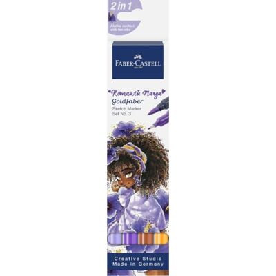 Faber-Castell Goldfaber Sketch Marker Set Romantic Manga, 4 Farben Alkoholmarker mit Brush- und Fineliner-Spitze für Manga und Illustrationen Faber-Castell Goldfaber Sketch Marker Set Romantic Manga, 4 Farben Alkoholmarker mit Brush- und Fineliner-Spitze für Manga und Illustrationen