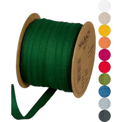 Halbach Baumwollband, 10 mm x 30 m, tanengrün Webband aus 100 % Baumwolle, Meterware zum Basteln, Dekorieren und Nähen Halbach Baumwollband, 10 mm x 30 m, tanengrün Webband aus 100 % Baumwolle, Meterware zum Basteln, Dekorieren und Nähen