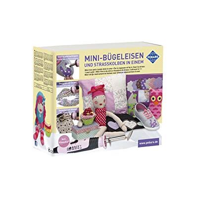 Pebaro 0217 Bastelset: Mini-Bügeleisen und Strasskolben, 2 Heizstufen, 14 Aufsätze, Vliesofix, 576 Strasssteine, Nieten; Designen, Aufbringen von Bügelvlies, Applikator für Glitzersteine, Handarbeiten Pebaro 0217 Bastelset: Mini-Bügeleisen und Strasskolben, 2 Heizstufen, 14 Aufsätze, Vliesofix, 576 Strasssteine, Nieten; Designen, Aufbringen von Bügelvlies, Applikator für Glitzersteine, Handarbeiten