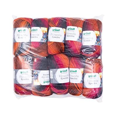 Gründl Wolle Filzwolle Spectra Dicke Wolle zum Filzen in der Waschmaschine Strickgarn- Weich und hautfreundlich 100% Schurwolle 10 Knäuel 100 g /100 m -Nadelstärke 8-9 vulcano multicolor Gründl Wolle Filzwolle Spectra Dicke Wolle zum Filzen in der Waschmaschine Strickgarn- Weich und hautfreundlich 100% Schurwolle 10 Knäuel 100 g /100 m -Nadelstärke 8-9 vulcano multicolor