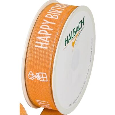 Halbach Seidenbänder Geschenkband "HAPPY BIRTHDAY" Breite 25mm Länge 18m Geschenkband Geburtstag Schleifenband für Geburtstagsdeko Farbe: orange/weiß Halbach Seidenbänder Geschenkband "HAPPY BIRTHDAY" Breite 25mm Länge 18m Geschenkband Geburtstag Schleifenband für Geburtstagsdeko Farbe: orange/weiß
